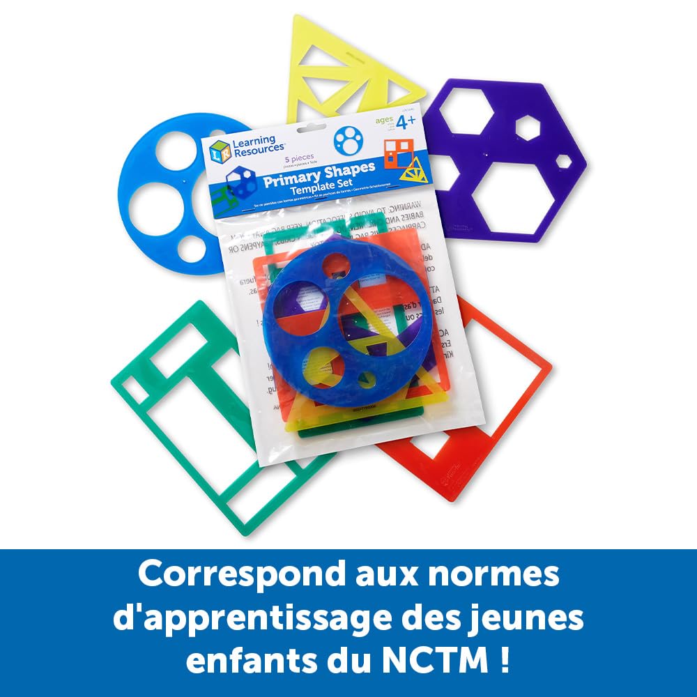 Learning Resources Primary Shapes Template Set - 5 Pieces, Ages 4+ Homeschool And Classroom Supplies, Geometric Shapes, Tracing
