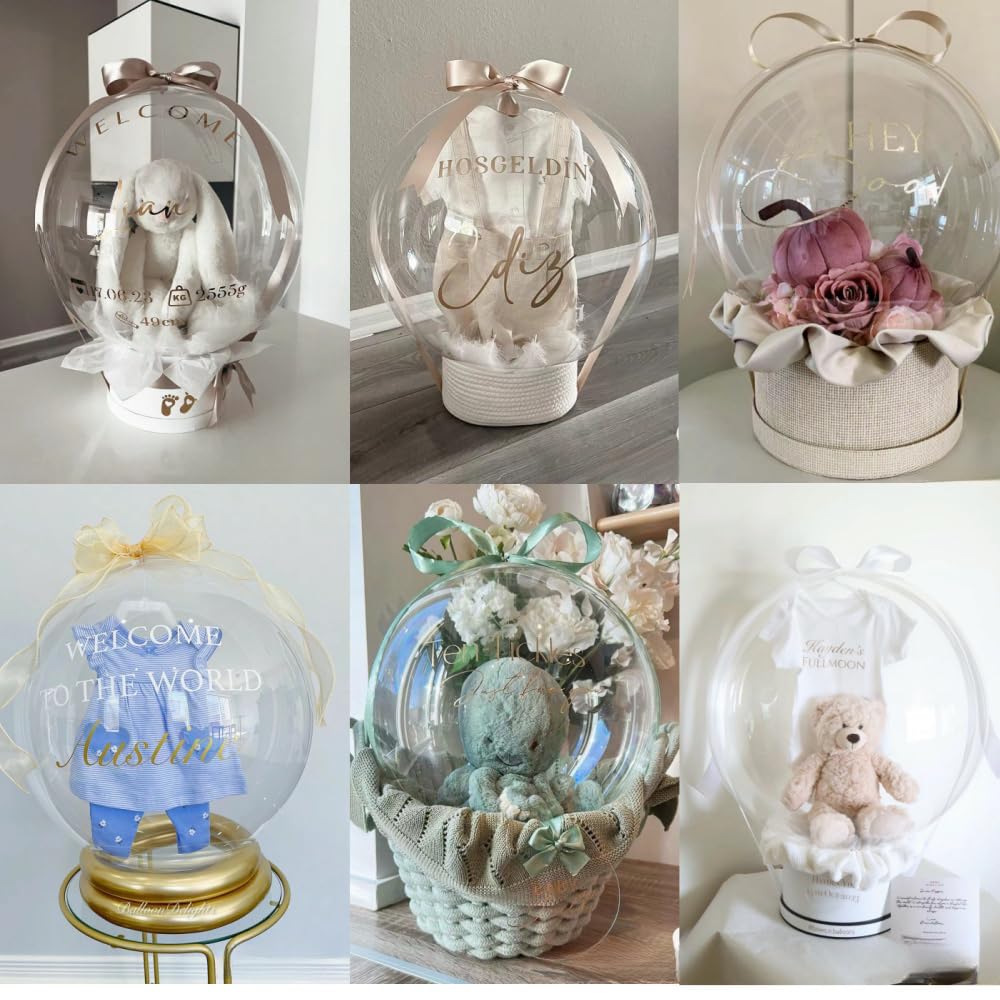 EFAY Large Clear Stuffing Balloons, 10-Pack Extra Wide Mouth Bubble, Ideal for Mother's Day, Baby Shower, Birthday Decor