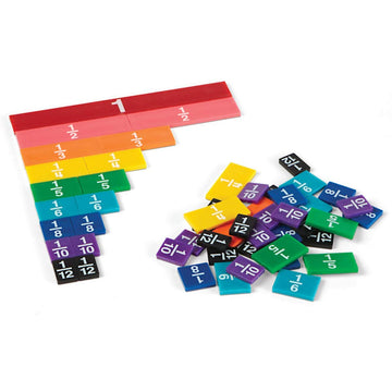 Hand2Mind Plastic Rainbow Fraction Tiles, Montessori Math Materials, Fraction Manipulatives, Unit Fraction, Fraction Bars Math Manipulatives, Fraction Games, Homeschool Supplies (Set Of 51)