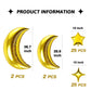 54Pcs Star Foil Balloons Moon Foil Mylar Balloons Kit With 50Pcs Gold Star Balloons And 4Pcs Large Moon Foil Balloons For Baby S