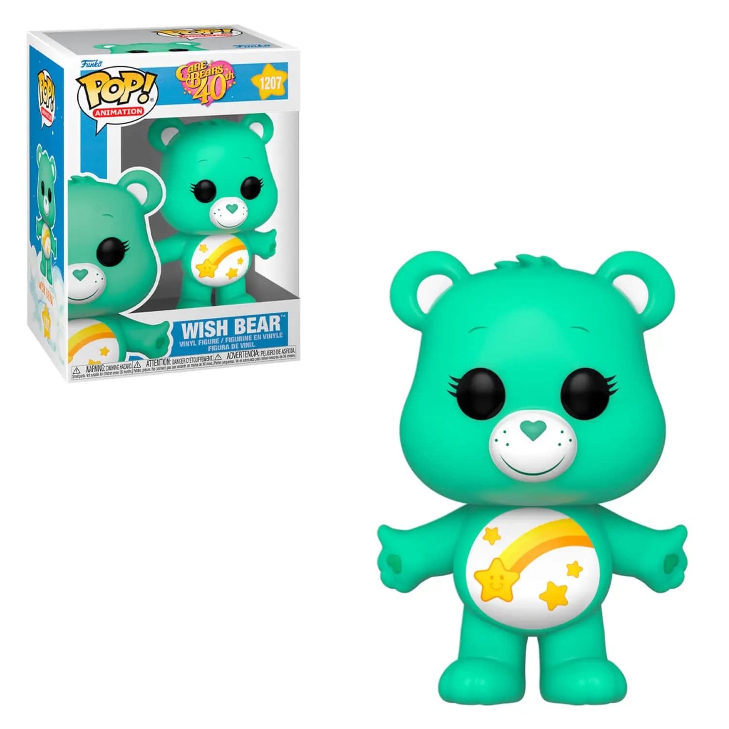 Pop Care Bears 40Th Anniversary - Wish Bear Funko Vinyl Figure (Bundled With Compatible Box Protector Case), Multicolored, 3.75