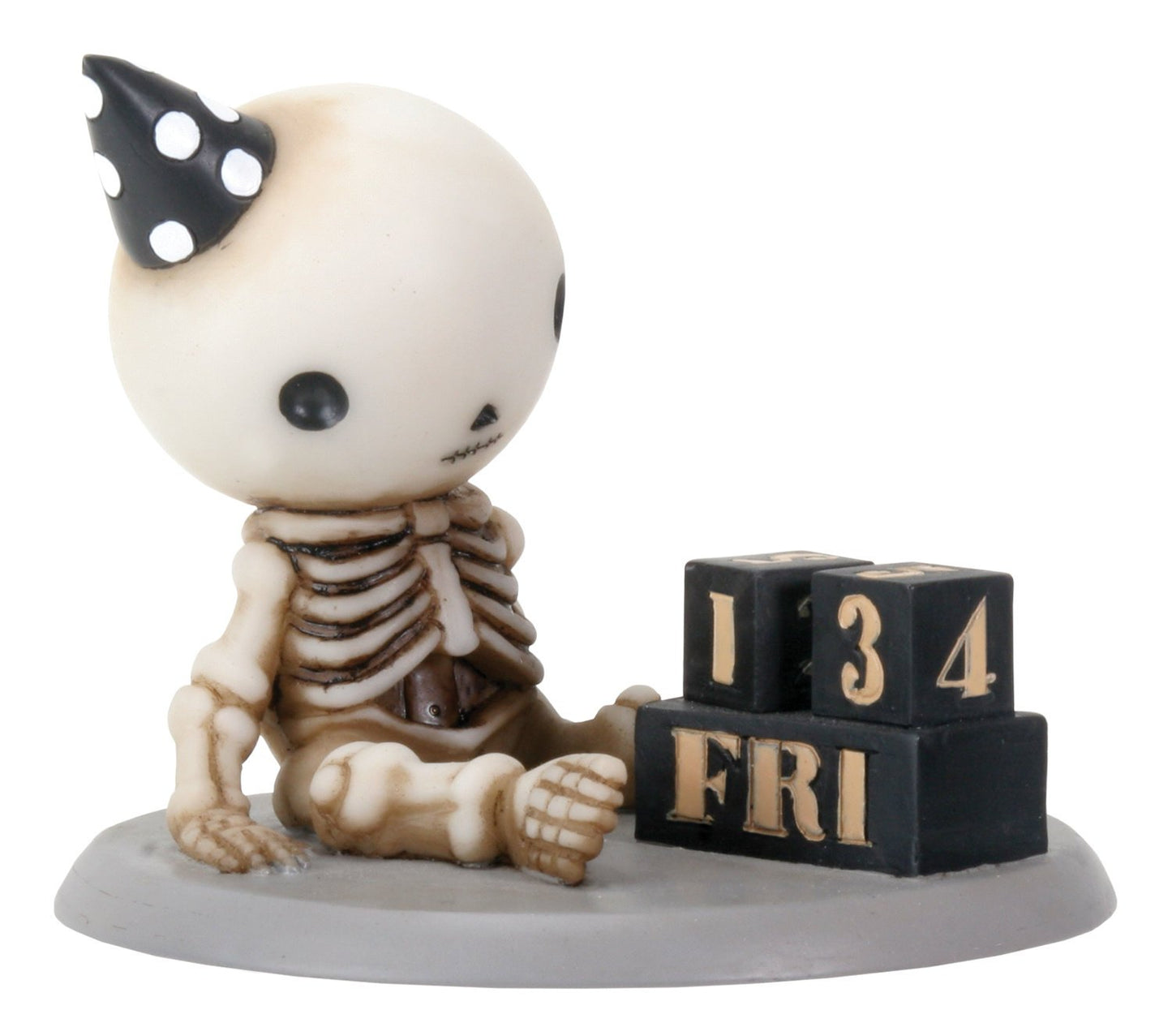 SUMMIT COLLECTION Luckyz Skeleton Birthday Figurine - Polyresin, White, Beige, Black