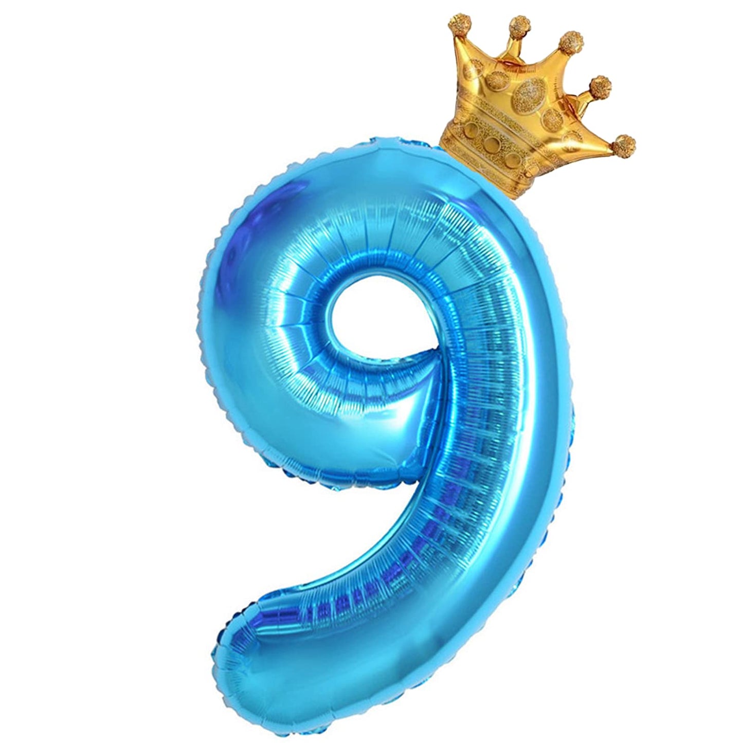40 Inch Light Blue Number 9 And Mini Crown Balloon For 9Th Birthday Party Decorations, Light Blue Birthday Party Balloons Decora