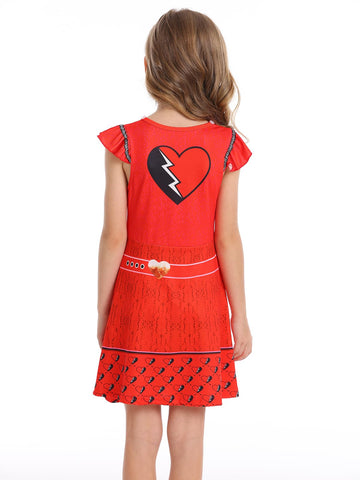 Wonderbabe Girls Rise Red Dress Descendants Costumes Little Kids Birthday Christmas Costume Kids Movie Cosplay Clothes Outfit Size 5-6T