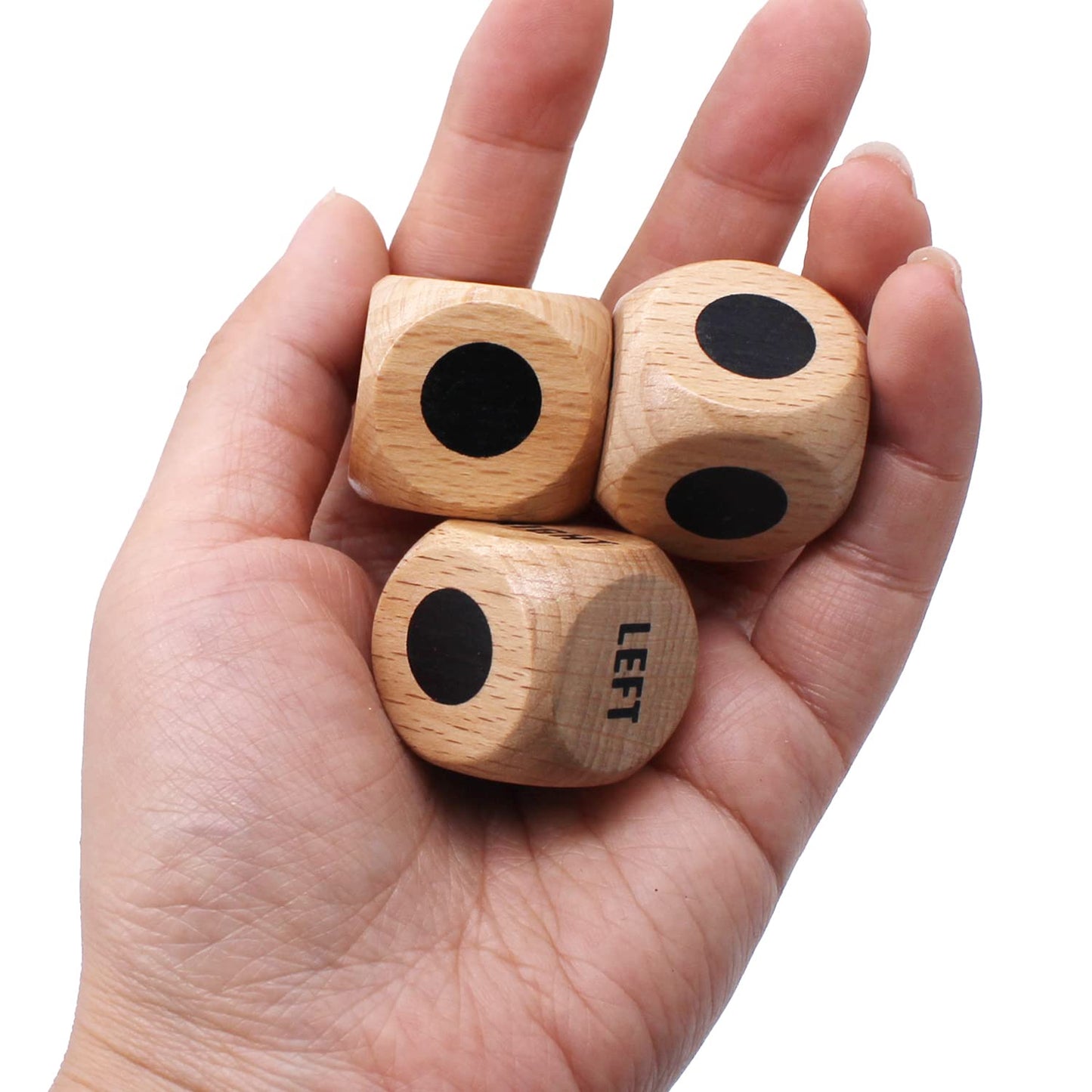 Bilywey 6Pcs Left Right Center Game Dice 1 Inch Beech Wood Dices With Drawstring Bag (6 Pcs)