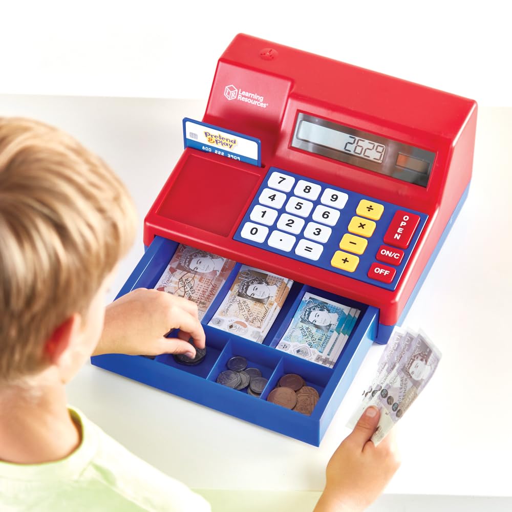 Learning Resources Pretend & Play Calculator Cash Register with Canadian Currency, Classic Counting Toy, Kids Cash Register, 73
