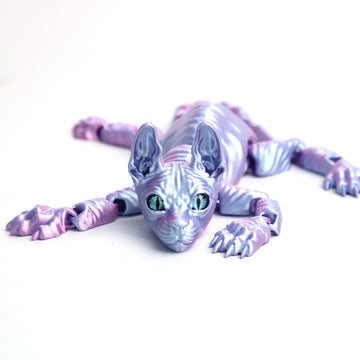 3D Printed Sphynx Cat, 3D Printed Animals Toy,Realistic Hairless Cat Figurine, Articulated Cat Fidget Toy, For Cat Lovers And Co