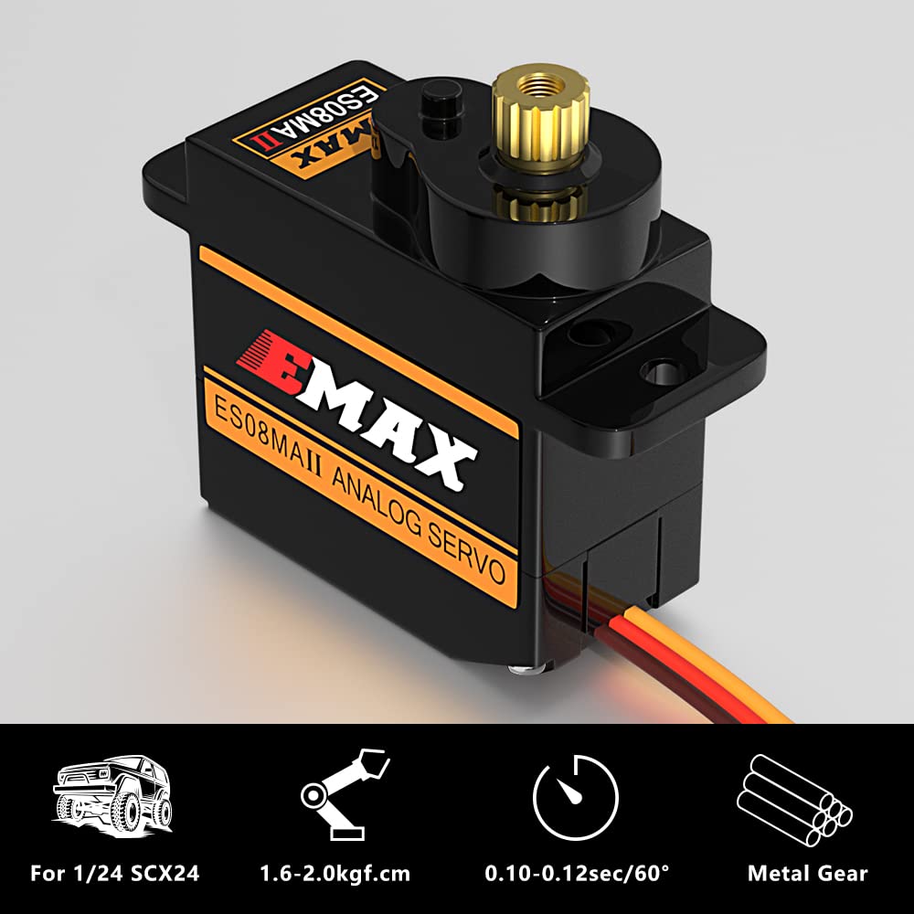 EPINON Emax Servo ES08MAII 12g Analog RC Servo for 1/24 Axial SCX24 Bronco/JLU/C10/Gladiator/Deadbolt/B17 RC Crawler Car Upgrade