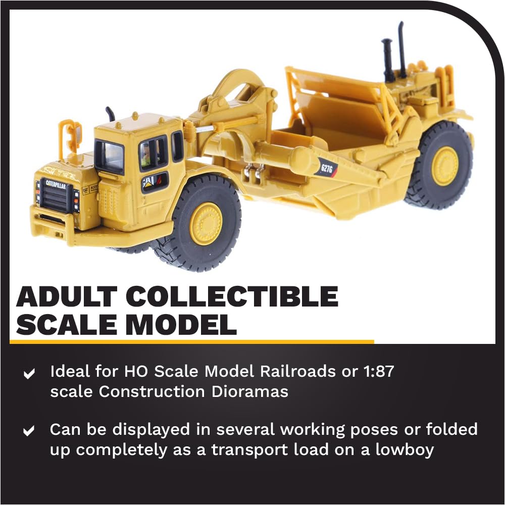 Diecast Masters 1:87 Caterpillar 627G Wheel Tractor-Scraper, Medium, Diecast, Yellow, HO Series Model 85134