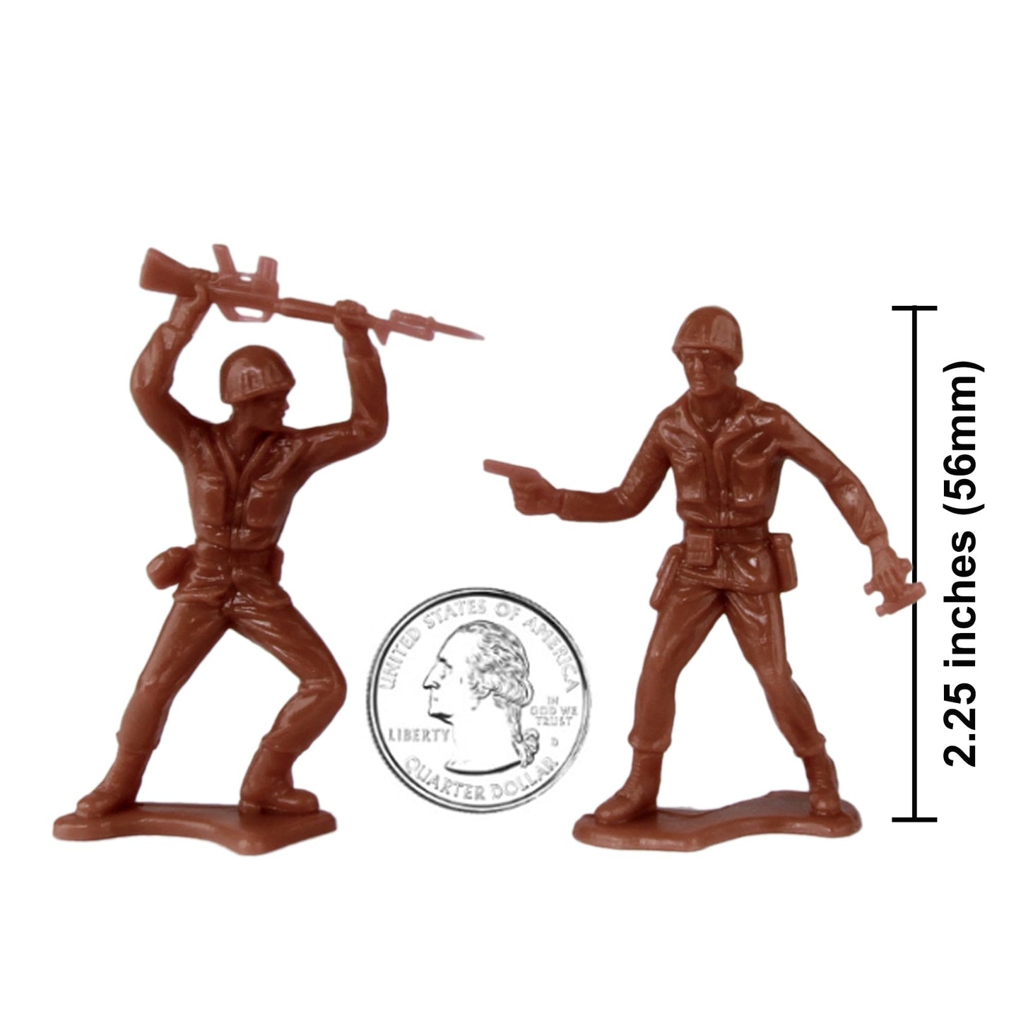 TimMee Plastic Army Men - 48pc Rust Brown Toy Soldiers - LDPE Plastic - Model TM-67714