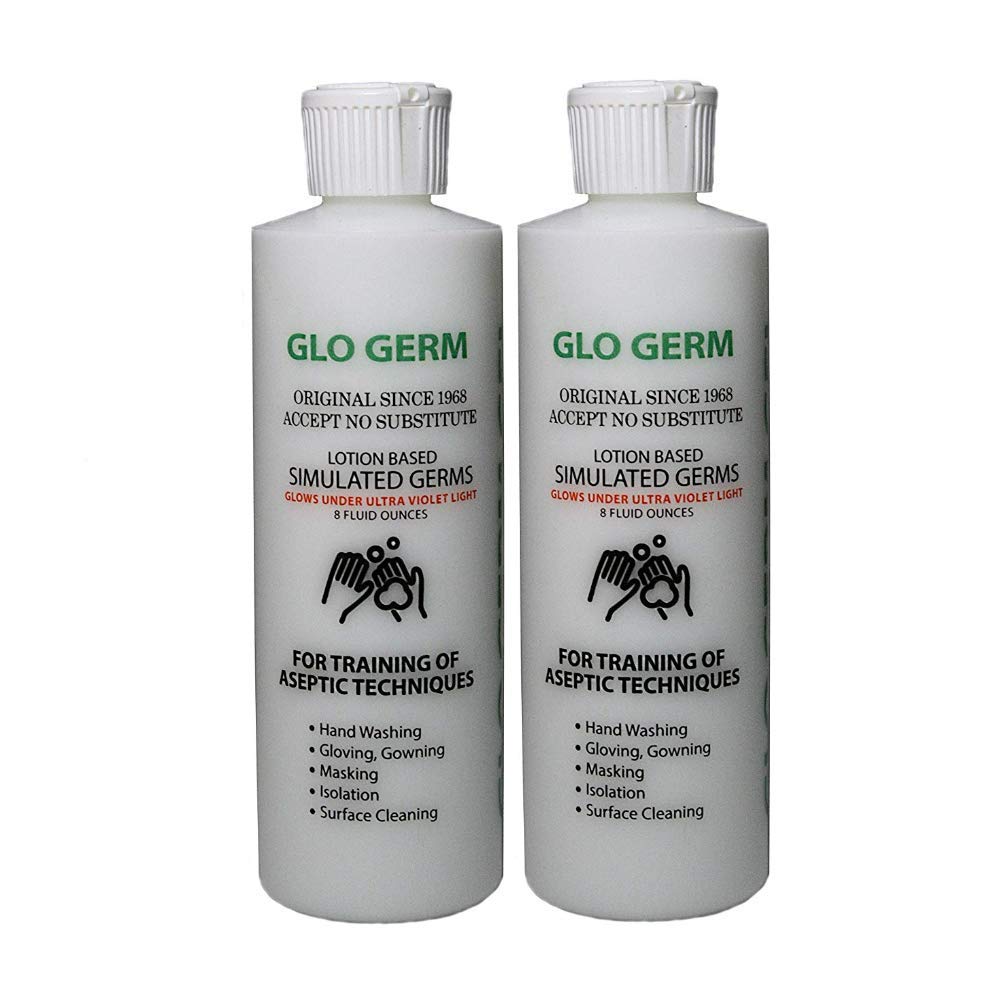 Glo Germ Gel 8 Ounce Two Pack Double Pack Glo Germ Gel (16 oz) - Gel Lotion Based Simulated Germs - Helps Promote Better Hand Wa
