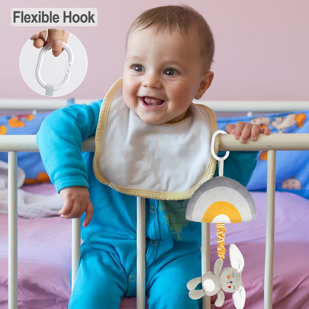 Blublu Park Baby Hanging Rattle Toys, Baby Lullaby Pull Musical, Soft Plush Early Development Stroller Car Toys With Squeaker Fo