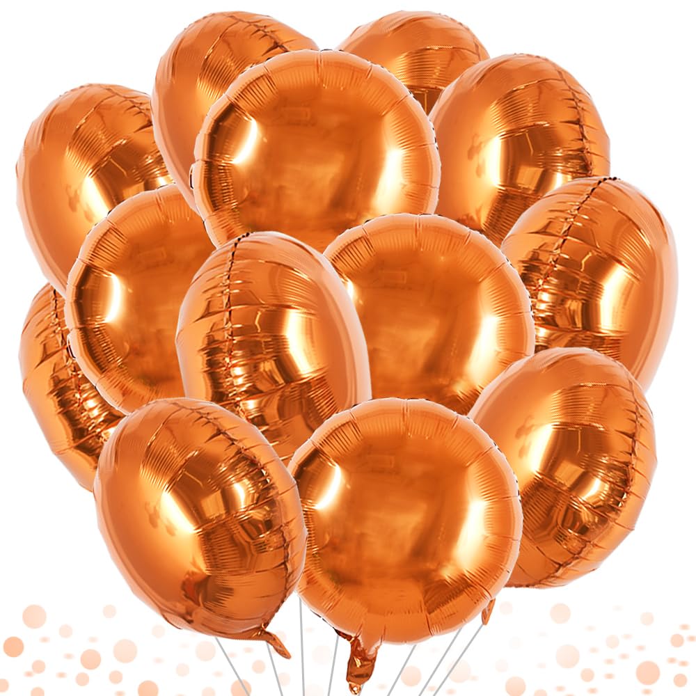TONIFUL 30Pcs 18 Inch Large Orange Round Shape Foil Balloons Big Orange Circle Helium Mylar Ballons for Birthday Wedding Baby Sh