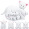 Skylety Nurturing Cat Stuffed Animal With 4 Plush Kittens, Cat Baby Stuffed For Girls And Boys Plushy Mommy Kitty With Baby Kittens For Birthday Party Favors Gifts(Warm Style)