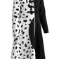 Pexlaxy Kids Girls Cruella Deville Costume 2021 Halloween Cosplay Coat Cloak For Child,Xlarge