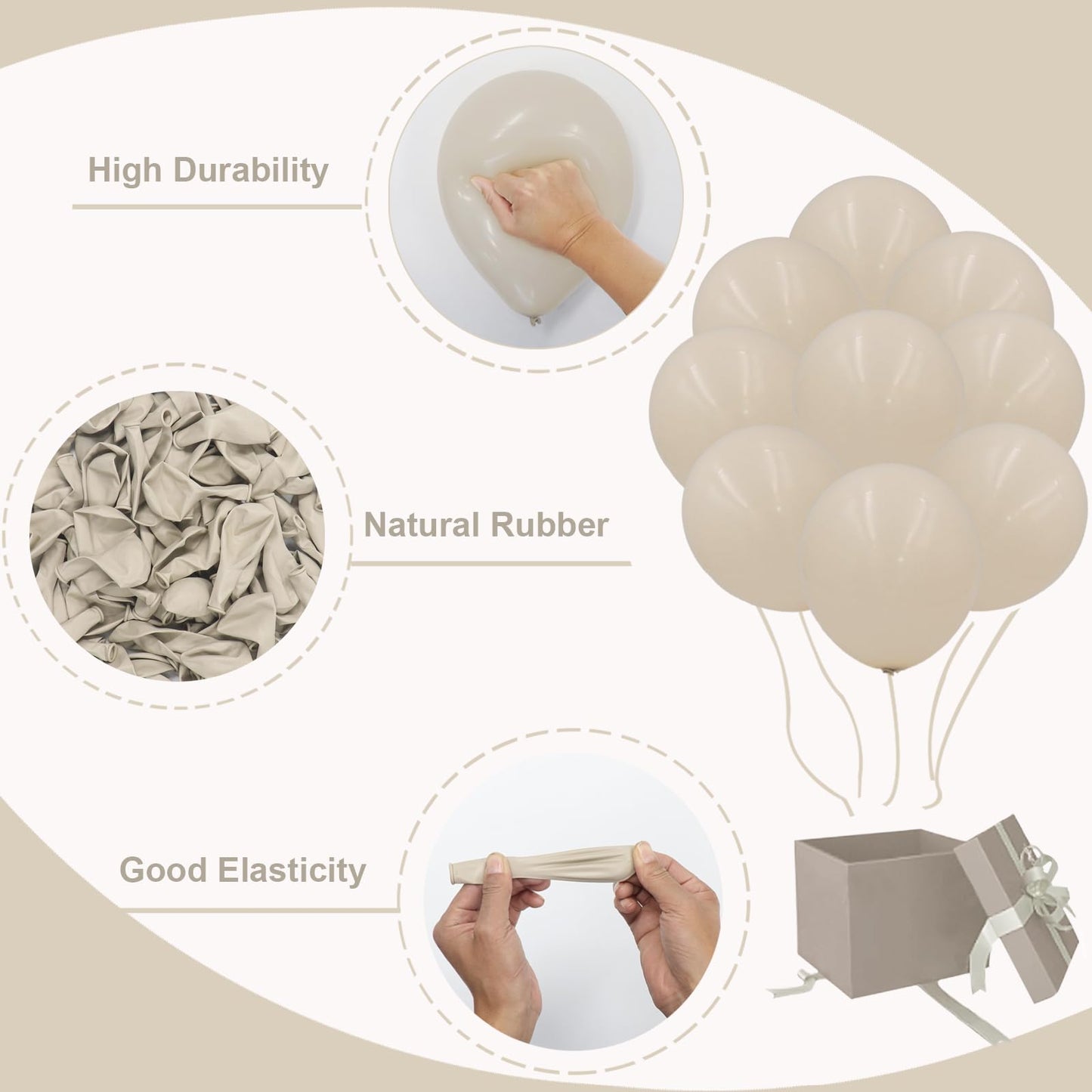 Sand White Balloons In Different Sizes 5 10 12 18Inch-134Pcs Sand White Balloons For Garland Arch