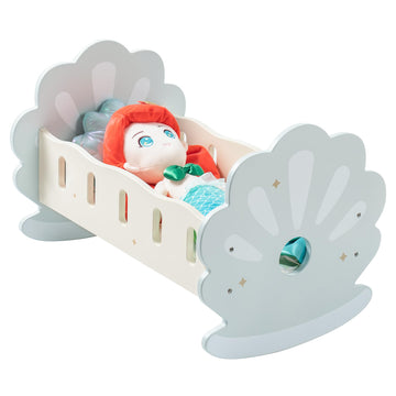 Robud Wooden Baby Doll Crib, Baby Doll Bed With Cozy Bedding, Fits Up To 18 Inch Doll Accessories (Blue)