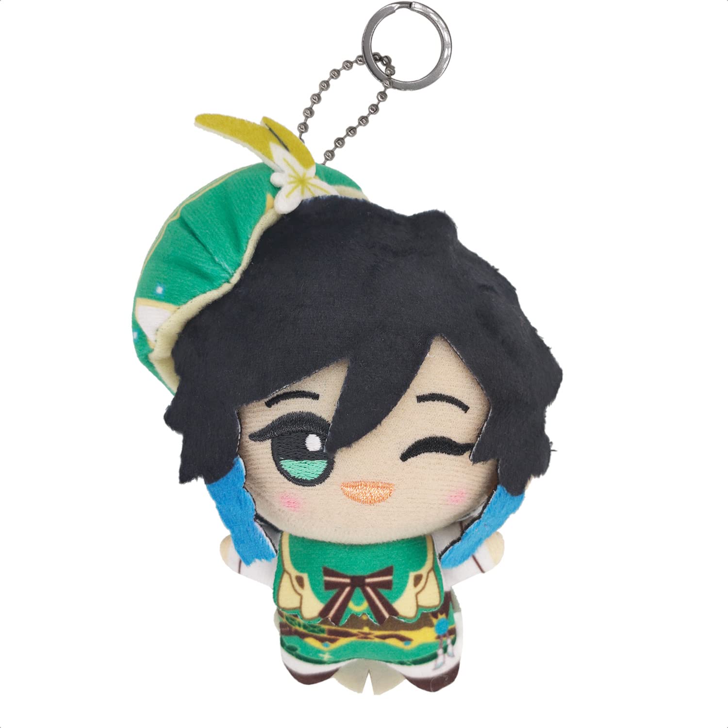 Kooliya Small Size Genshin Impact Figure Plush Doll - Venti (4 Inch), Keychain Anime Figure Soft Stuffed Gift For Game Fans (Ven