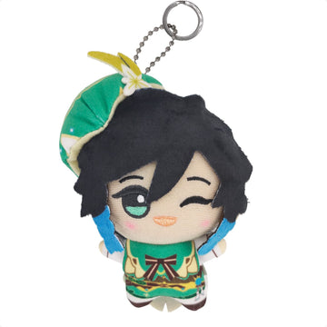 Kooliya Small Size Genshin Impact Figure Plush Doll - Venti (4 Inch), Keychain Anime Figure Soft Stuffed Gift For Game Fans (Ven