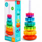 Nivzo Rainbow Spinning Tower Toy | Colorful Gear Shape Stacking Rings with Spiral Rod and Base | Spin and Stack Activity Toy for