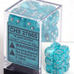 Chessex Dice d6 Sets: Cirrus Aqua with Silver - 16mm Six Sided Die (12) Block of Dice