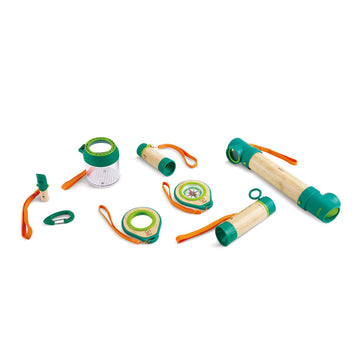Hape 8 In 1 Nature Fun Kids Bamboo Explorer Kit For Ages 4 Years & Up With Working Flashlight, Telescope, Compass, Periscope, And Specimen Jar