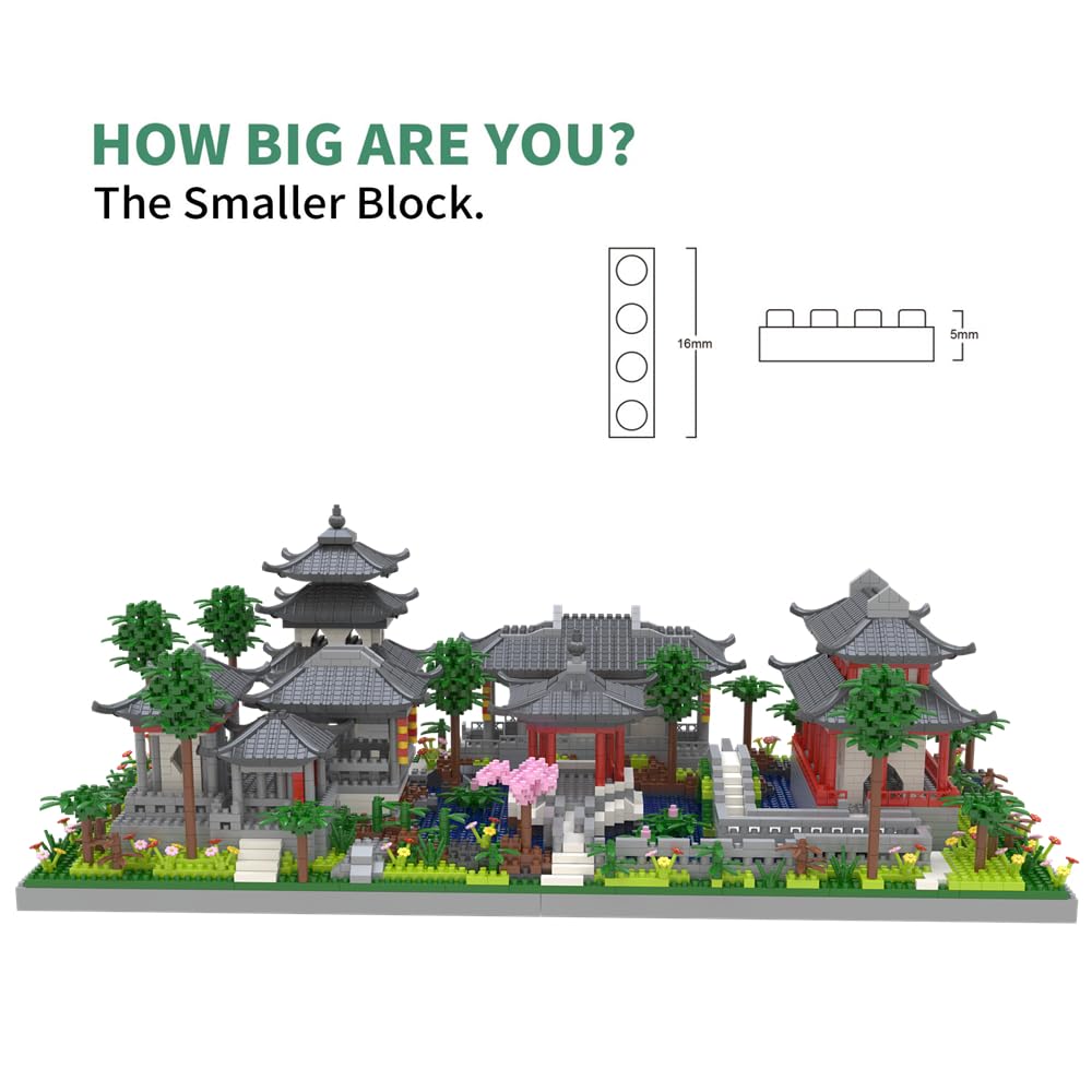 Kadablk Micro Block Set - Chinese Style Suzhou Garden, 3888 PCS, Medium, Plastic, Center of Courtyard, Model M2004 for Adults & Teens