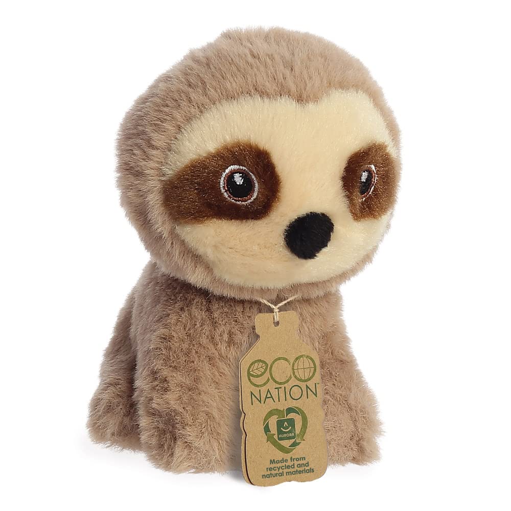 Aurora, 35081, Eco Nation Mini Sloth, 5In, Soft Toy, Brown