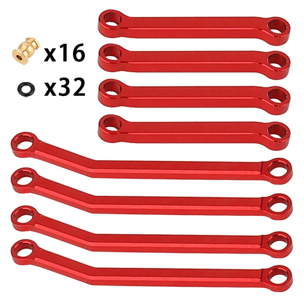 RZXYLRC 8PCS CNC Aluminum Alloy High Clearance Chassis Body Links Rod Set for Axial AX24 XC-1 1/24 RC Crawler Car Metal Upgrade