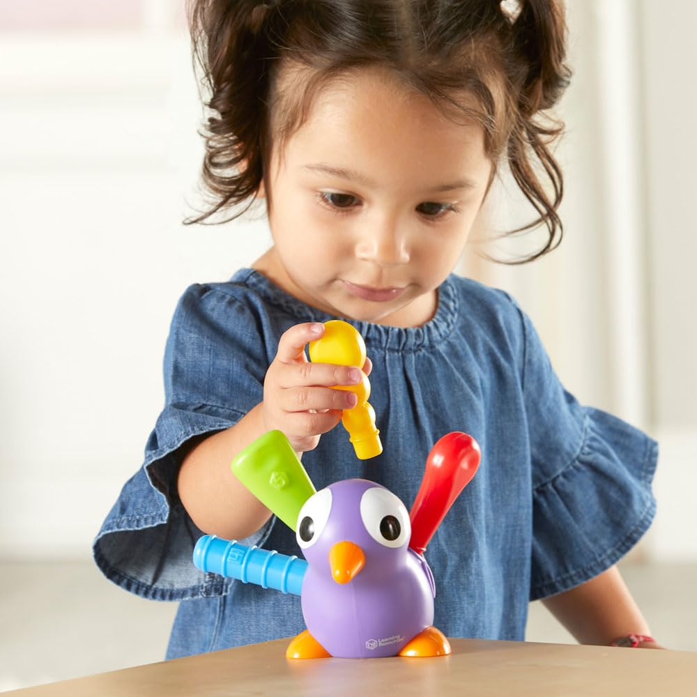 Learning Resources Pedro the Fine Motor Peacock - 6 Pieces Montessori Toys for Toddlers, Develops Fine Motor Skills, Multi, LER9094