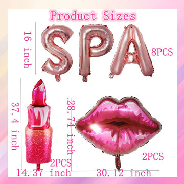 32 Pcs Spa Party Decorations Balloons Spa Theme Birthday Party Supplies Lipstick Cosmetics Balloons For Girls Spa Day Makeup Par