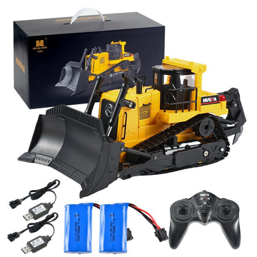 Aoft Technology Remote Control Excavator, Huina 1554, 1/16 Full 11Ch Rc Construction Vehicles, 2.4Ghz Bulldozer Toys, With Light