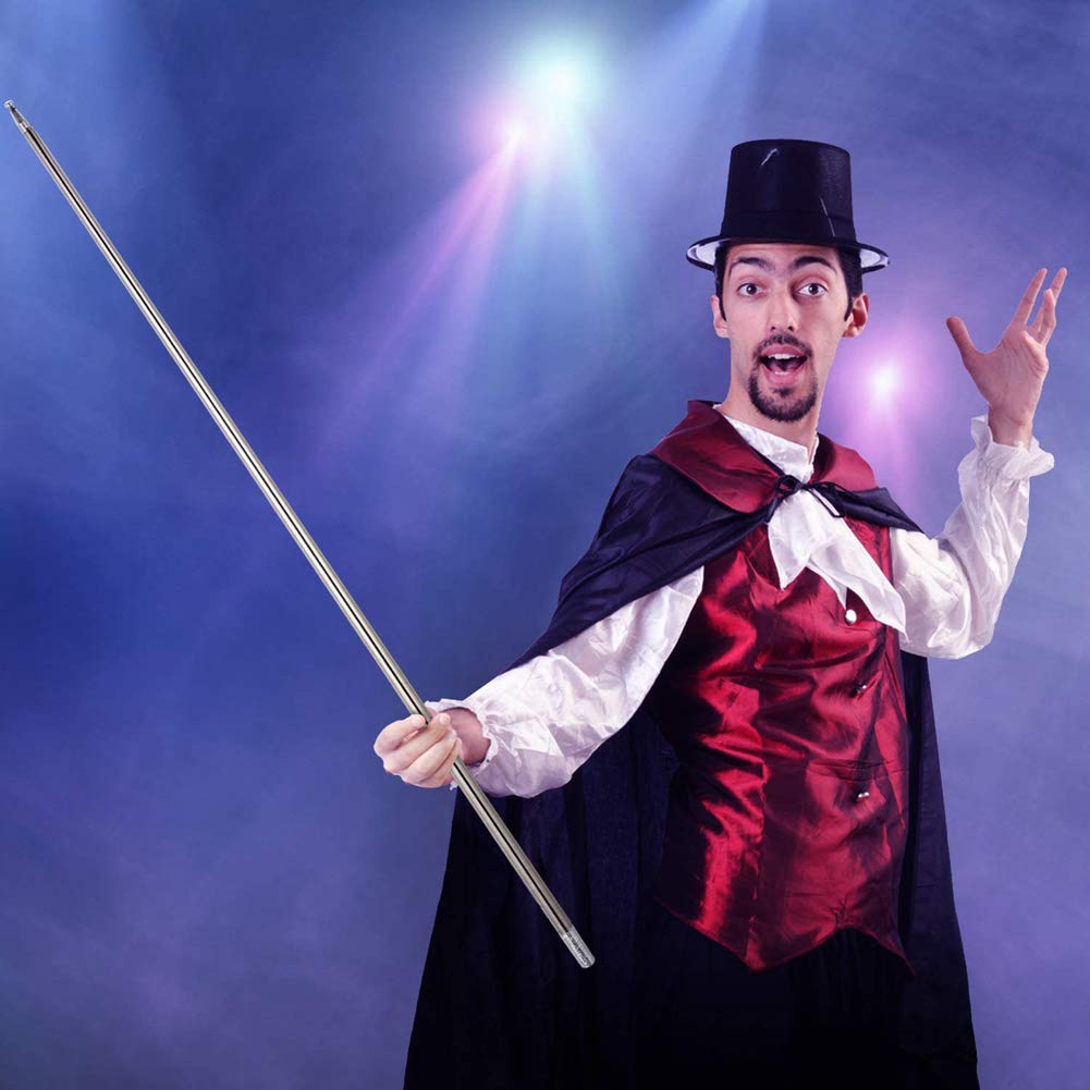 Portable Magic Wand,Silver Magic Cane Metal Appearing Cane,Magic Pocket Staff Magic Telescopic Tricks For Professional Magician