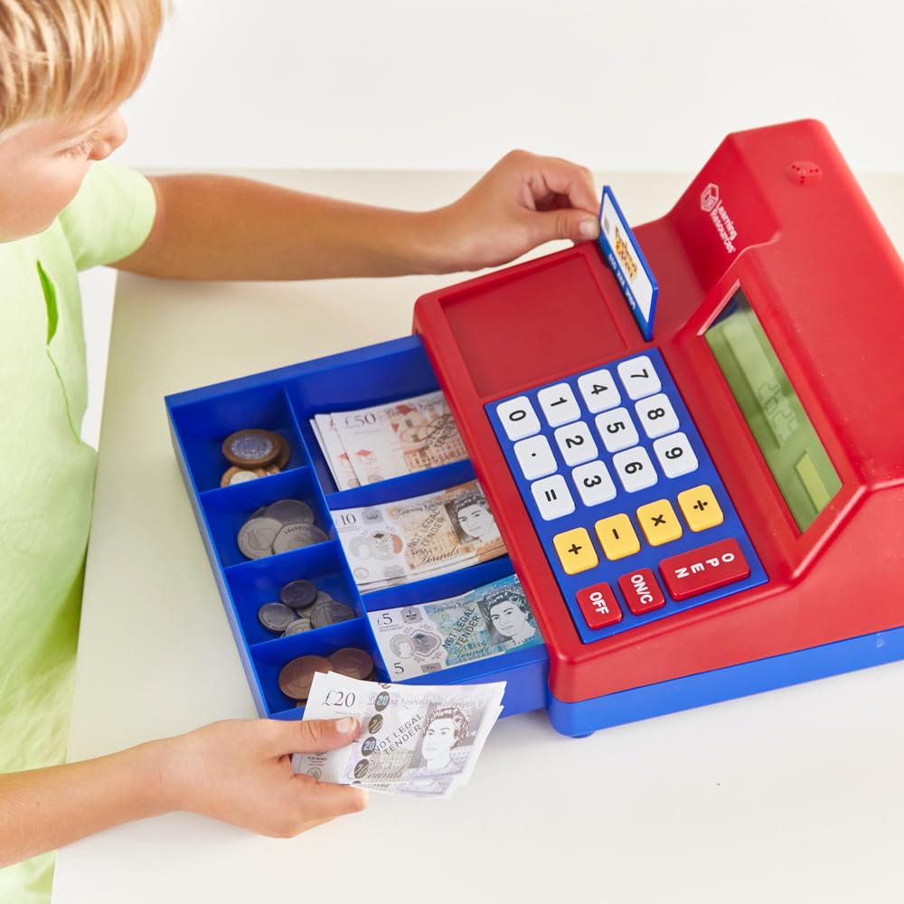 Learning Resources Pretend & Play Calculator Cash Register with Canadian Currency, Classic Counting Toy, Kids Cash Register, 73