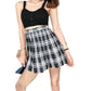 Women High Waist Plaid Kilt Mini Checked Pleated Skirts(2Xl,White Black)