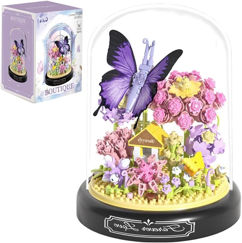582 PCS Micro Brick Flower Butterfly Bouquet Building Sets  Animals Botanical Collection Blocks Model for mature-themed Toys Home Decor and Office Art Creative Gift Women  Mom Girl - Valentines Day Gift