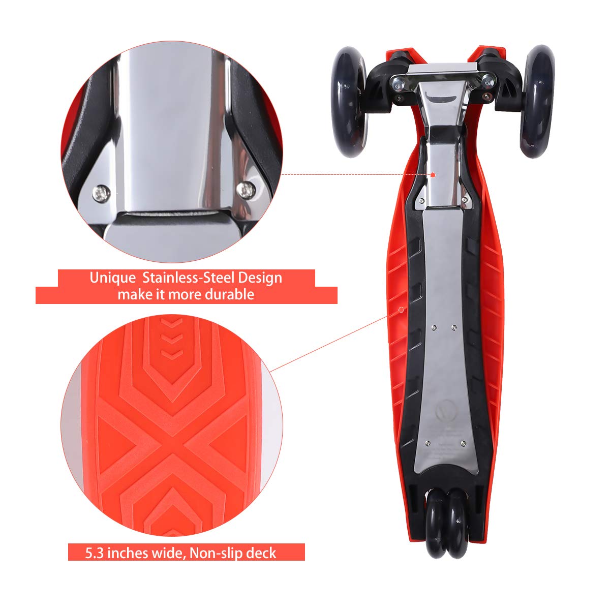 Kick Scooter Kids Scooter 3 Wheel Scooter, 4 Height Adjustable Pu Wheels Extra Wide Deck Best Gifts For Kids, Boys Girls