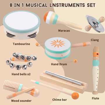 Toddlers Musical Instruments-Baby Montessori Wooden Musical Toys For Toddlers 1-3 Year Old,Kids Percussion Instruments Toy For 1