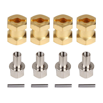 INJORA RC Hex Hub 12mm Brass Wheels Hex Hub Extension Hex Drive Adapter for 1/10 RC Crawler Axial SCX10 90046 D90 (15mm)