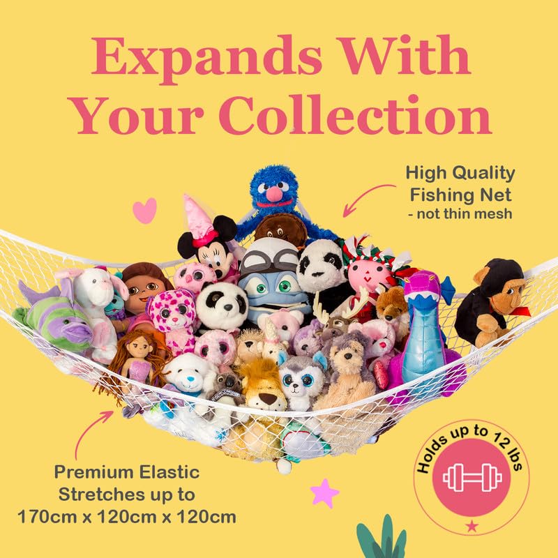 Lilly'S Love Large Stuffed Animal Net Hammock For Plushie Toys | Corner Hanging Organizer For Your Teddy And Stuffy Collection |