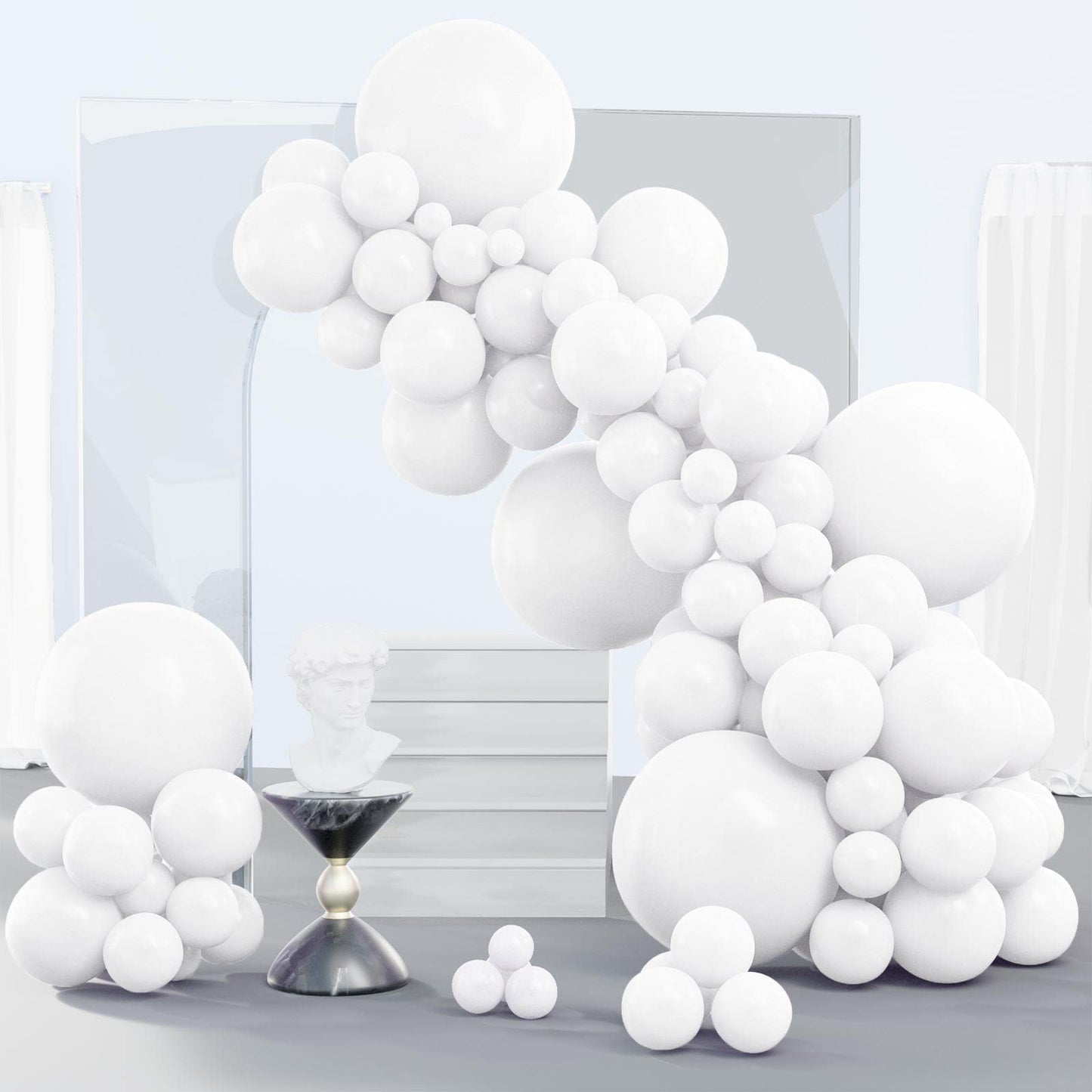PartyWoo Balloons - 140 pcs Matte White Balloons, 5-18 Inch Sizes, Rubber, Perfect for Garland & Arch Decorations