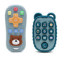 HippoBaby 2-Pack Silicone Teethers - Remote Control & Phone Teething Toys with Popper Buttons  BPA-Free  CPC Certified Baby Essentials for Infants & Toddlers (Remote/Phone - Blue/Dark Blue)