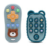 HippoBaby 2-Pack Silicone Teethers - Remote Control & Phone Teething Toys with Popper Buttons  BPA-Free  CPC Certified Baby Essentials for Infants & Toddlers (Remote/Phone - Blue/Dark Blue)