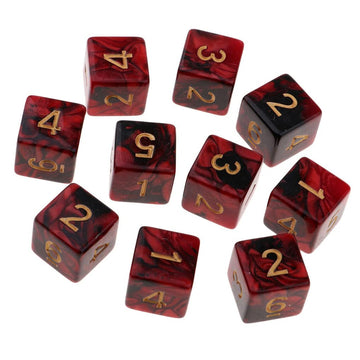 Yiotfandoll 10PCS Polyhedral Dice D6 Dice 16mm Acrylic 6 Sided Dice Double Colors Game Dice for RPG MTG DND Dice Table Games (Re