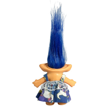 Lucky Vintage Troll Dolls, Lucky Doll Chromatic Adorable For Collections, School Project, Arts And Crafts, Party Favors- 7.5' Tall(Include The Length Of Hair) (Dark Blue)