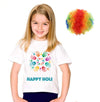 Fancydresswale Holi Shirts For Girls With Multicolor Holi Wig