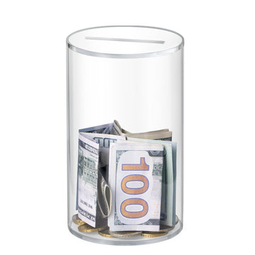 Hicocool Clear Piggy Bank, Acrylic Piggy Bank For Adults Must Break To Open, Unopenable Money Saving Box For Boys Girls Birthday Gift (6' H X 3.54' D)