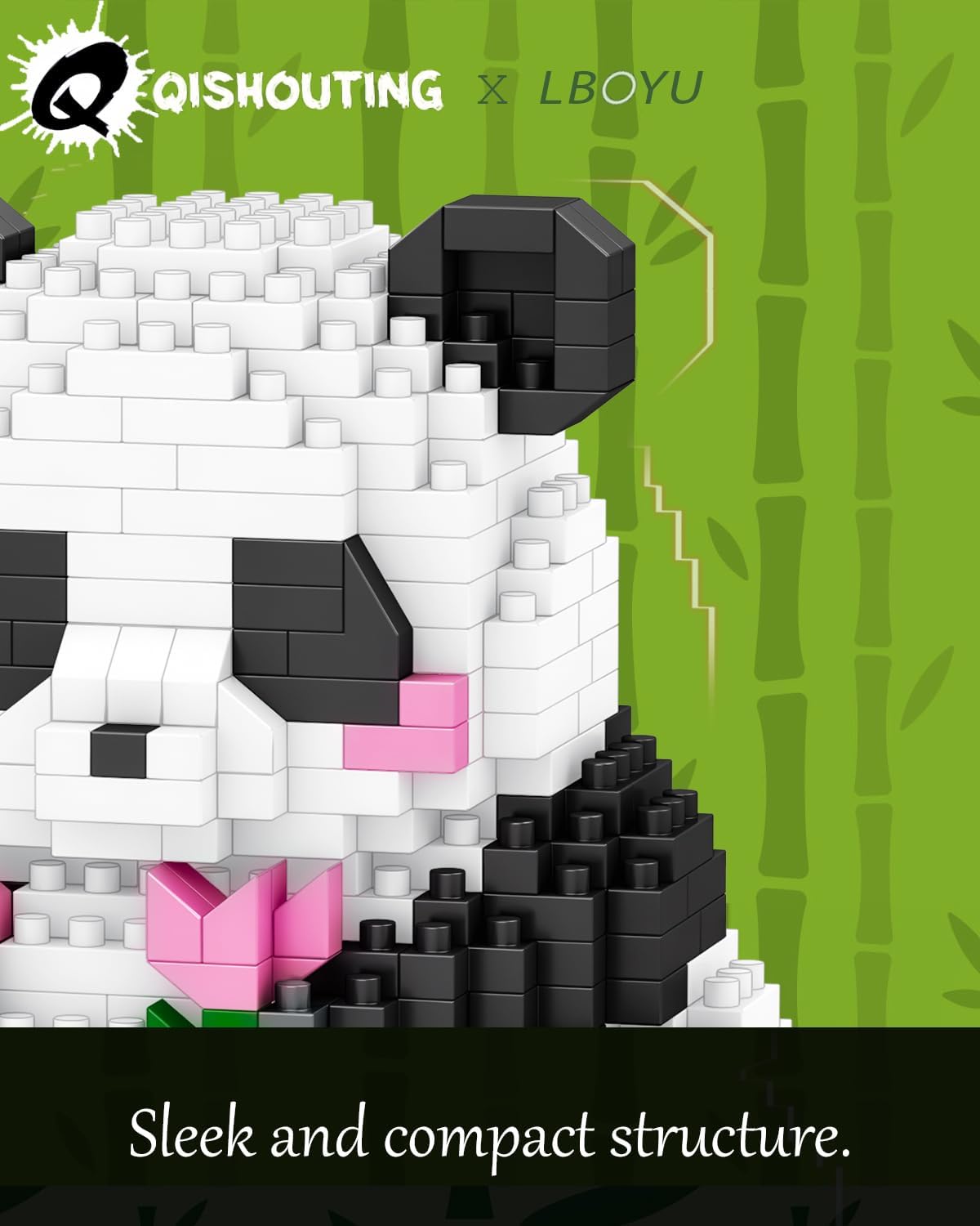 Qishouting Mini Micro Blocks Panda- 487Pcs, Mini Panda Building Toy-Handing Flowers, Panda Building Set For Adults, Micro Blocks