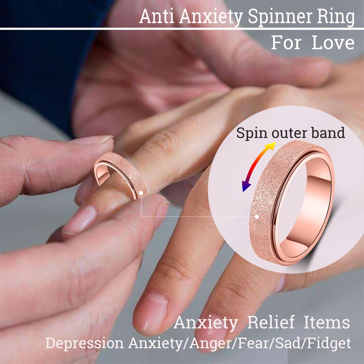 Mhwtty Anxiety Ring For Women Fidget Toys Adults Spinner Ring Anxiety Relief Items Fidget Rings For Anxiety Fidget Rings Anxiety Toys Anxiety Relief Ring Toys Fidget Spinner Ring Men Kids Fidget Toys