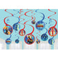 Captain Marvel Blue and Red Spiral Party Decorations, 12 Ct.
